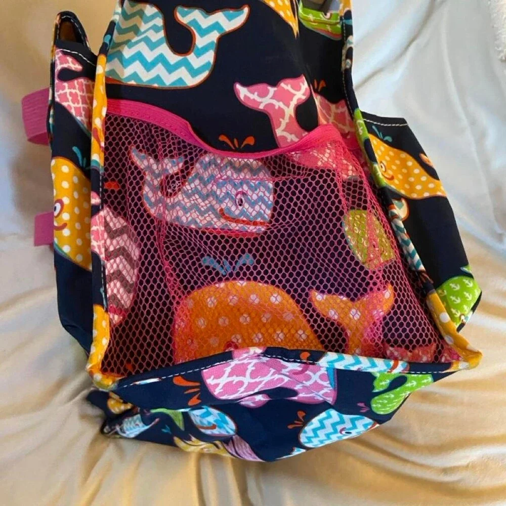 N’GIL WHALES Large Canvas Zippered Utility Tote Bag With 4 External Pockets. Thi